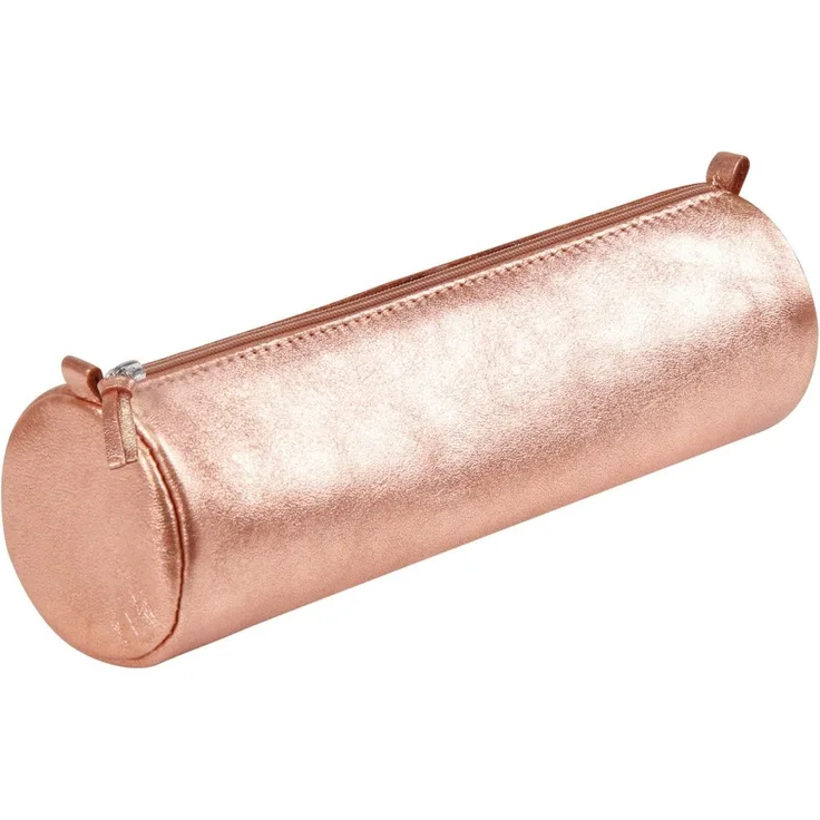 CLAIREFONTAINE Schlampermäppchen aus echtem Lammleder, rund 5,5x22cm, copper, 4 Stück, innen mit Wildleder