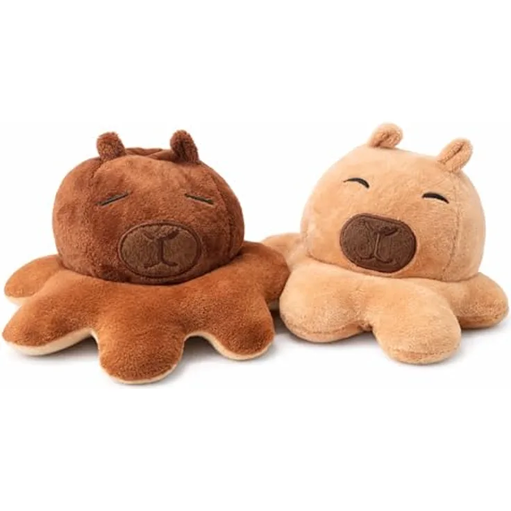 SOMA Wende Capybara Kuscheltier 2in1, reversibles Plüschtier in Braun/Beige, weiches Stofftier für Stressabbau, Geschenk für Kinder und Erwachsene