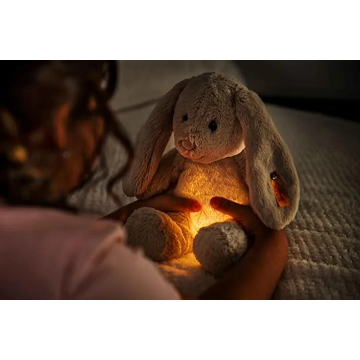 Steiff Light at Night Hoppie Hase, Kuscheltier mit Nachtlicht und Kunststoffaugen, 28 cm, hellgrau – Bild 5
