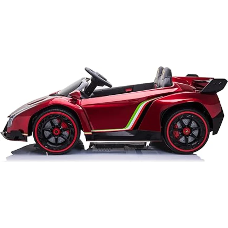 FINOOS Lambo Veneno 24V Elektroauto für Kinder, 2-Sitzer mit Ledersitz, 4x4 Gummireifen, 2,4 GHz Fernbedienung, Rot – Bild 3