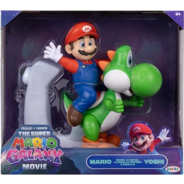 Jakks Pacific Super Mario Galaxy Movie Figur Mario reitet Yoshi, 20 cm Kunststoff, dynamische Flugpose, mehrfarbig, ab 3 Jahren – Bild 5