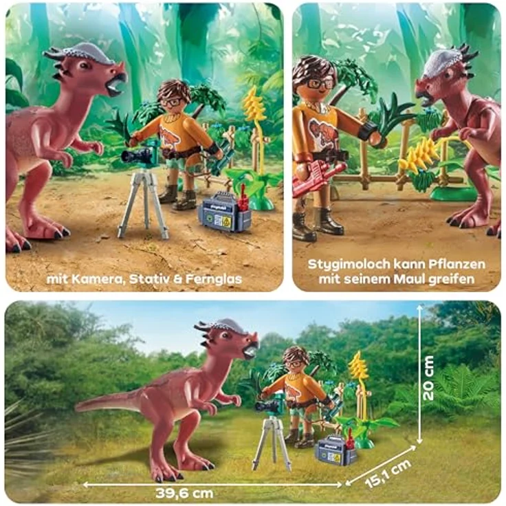 PLAYMOBIL 71822 Stygimoloch-Beobachtung, Dinosaurier Set mit Forscher und Kamera – Bild 5