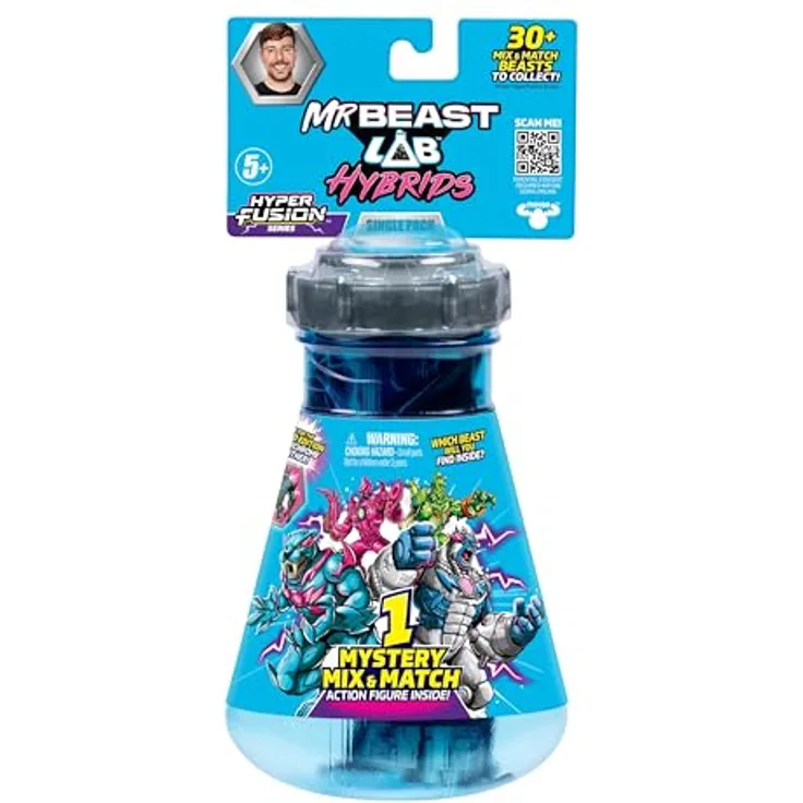 MRBEAST LAB MrBeast Lab Hybrids Einzelpackung, Sammelfigur mit über 30 Kombinationsmöglichkeiten, 10 cm groß, 1 von 10 Hybrid-Monstern