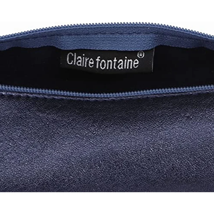 Clairefontaine 8694C Schlampermäppchen, rund, aus Leder mit Perlmutt-Effekt, 5,5 x 22cm, petrolblau, robust und praktisch – Bild 5