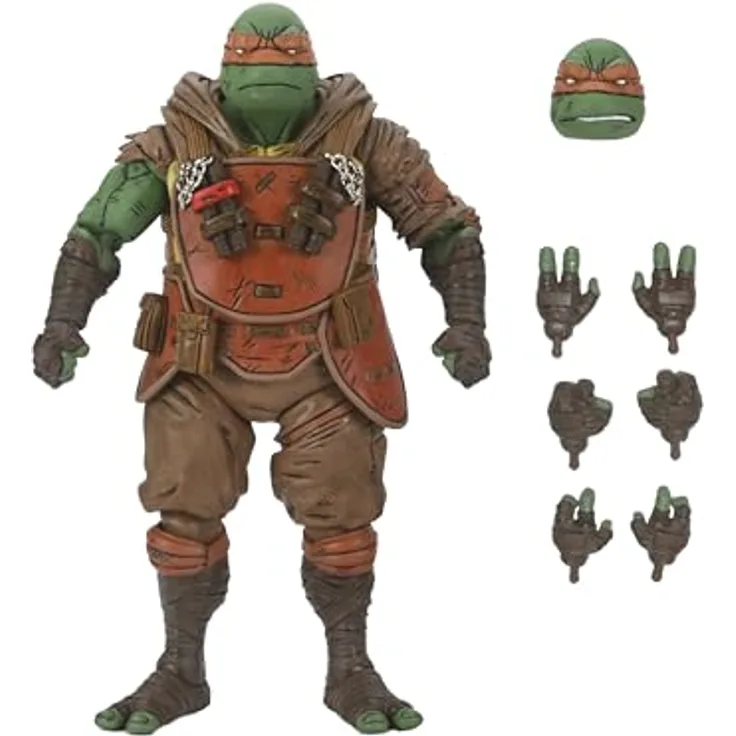 NECA Michelangelo Actionfigur Last Ronin, 18 cm, langlebig und hochwertiges Material, flexibel gestaltbar