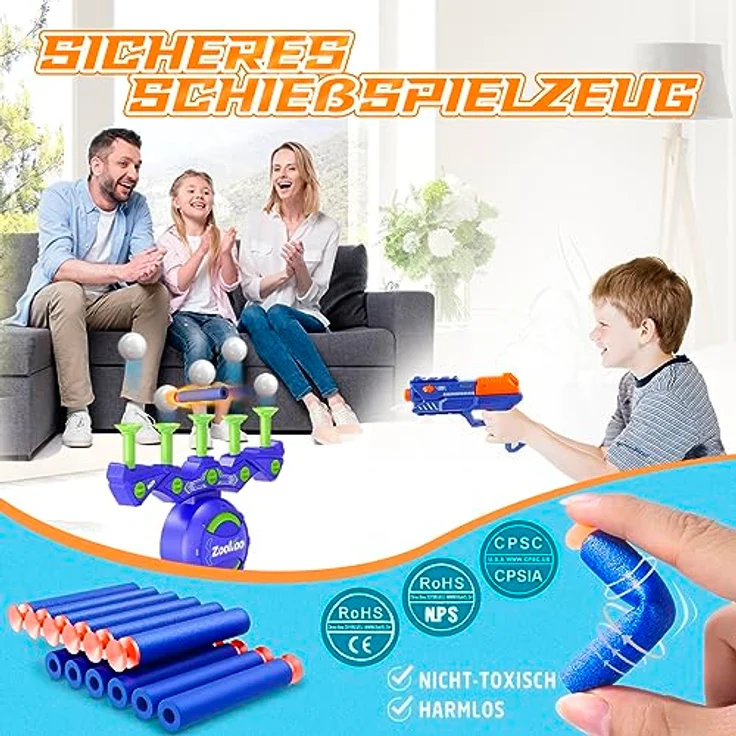 Zookao Hover Spielzeug Pistole für Nerf Gun, 2 Spielmodi, mit 24 Schaumstoffadsorptionsbällen, für Kinder ab 6 Jahren, ideales Geschenk für Weihnachten und Geburtstage – Bild 4