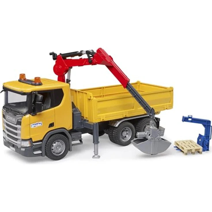 Bruder® Spielzeug-LKW 03551 Scania Super 560R, Baustellen-LKW mit Kran, 2 Paletten und teleskopierbarem Kranarm, für Kinder ab 4 Jahren – Bild 8