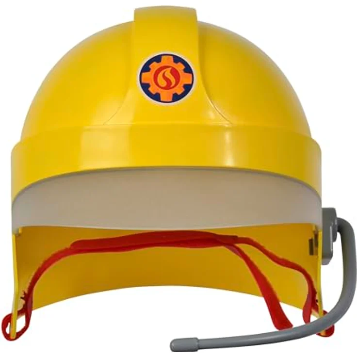 Simba Feuerwehrmann Sam Helm mit leuchtendem Schirm und Sticker im Dunkeln, Mikrofon, Schaumstoffpads innen, ab 3 Jahren, Rot – Bild 3