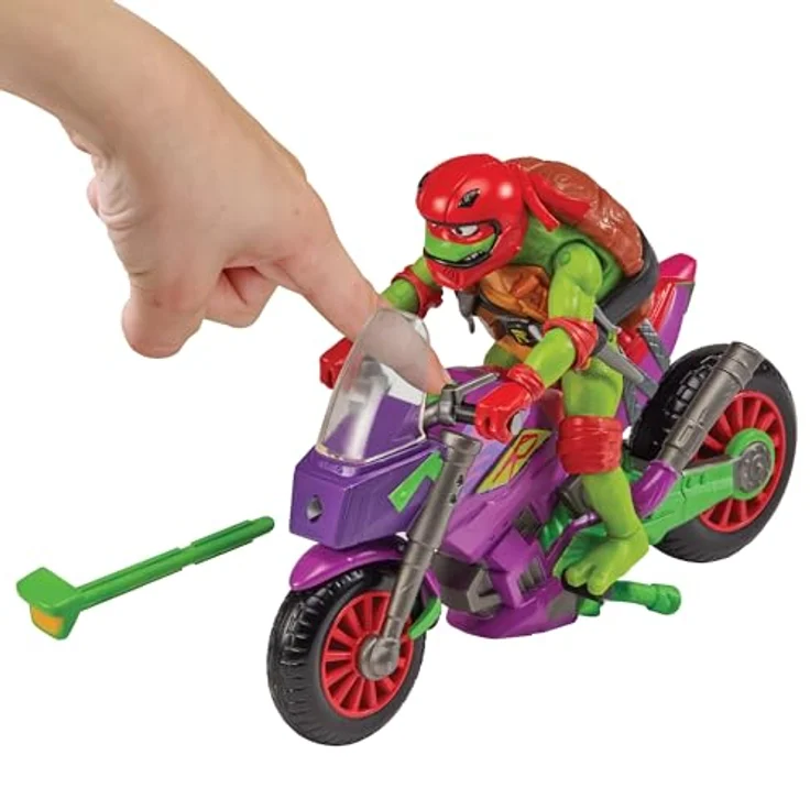 Playmates Teenage Mutant Ninja Turtles Raph Figur mit Purple Dragon Battle Cycle und Raketenscheinwerfer, One Size – Bild 3