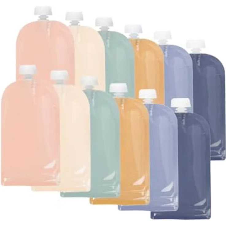 Jané Wiederverwendbare Quetschbeutel 200 ml, 12 Stück, BPA-frei, spülmaschinen- und gefriergeeignet, mit Sichtfenster – Bild 1