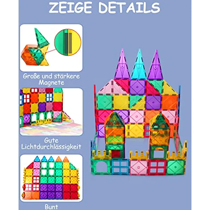 Magnetische Bausteine 64 Teile Magnetspielzeug Magnete Bauklötze Baukasten Kinder Magnetbausteine Perfekt für den Einsatz zu Hause, in Schulen, fürJungen und Mädchen 3 4 5 6 7 8 Jahre alt – Bild 4