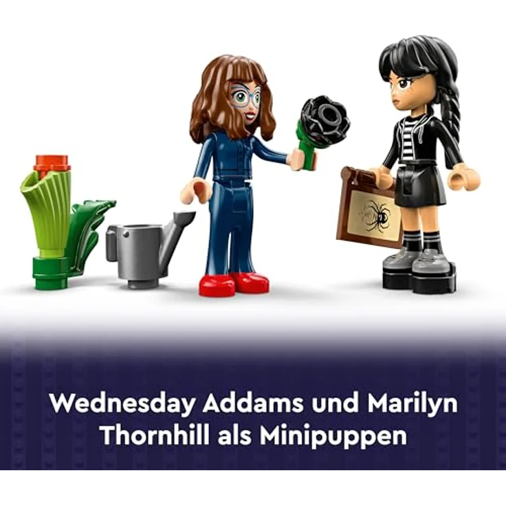 LEGO Wednesday 76784 Schwarze Dahlie Bausatz, 358 Teile, mehrfarbig mit Vase und Klassenzimmer – Bild 6