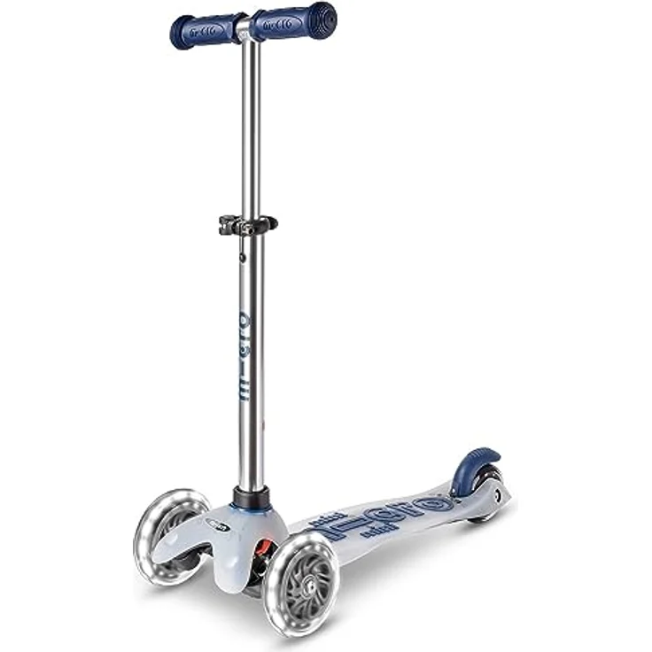 MICRO Mini micro Deluxe Flux LED | Kinderroller ab 2 Jahren | Inklusive LED Rollen | Transparentes Design, Höhenverstellbar | Blau – Bild 1