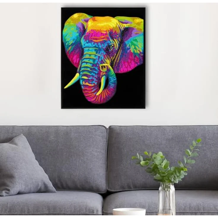 DIAMOND DOTZ 2594369 Original 5D Diamond Painting Set, Neon Elefant mit 13-Facetten-Schliff, DIY Bastelset für Erwachsene und Kinder ab 12 Jahren, Motivgröße 35,5 x 45,7 cm – Bild 4