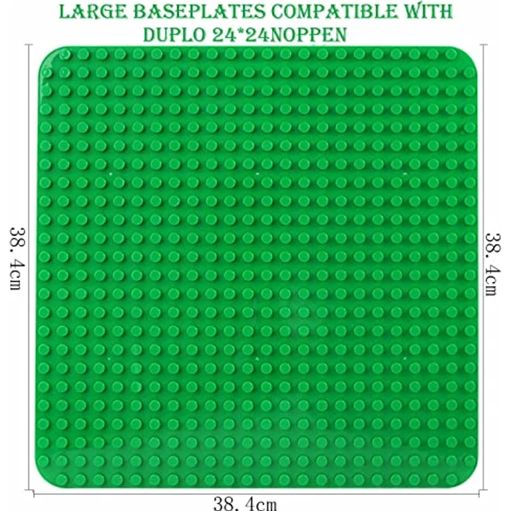 Große Bauplatte Kompatibel mit Lego Duplo Platten, Classic große Grundplatte,38. 4*38. 4cm Platten-Set für Kreatives Spielen, Grün (2 Stück ) – Bild 6