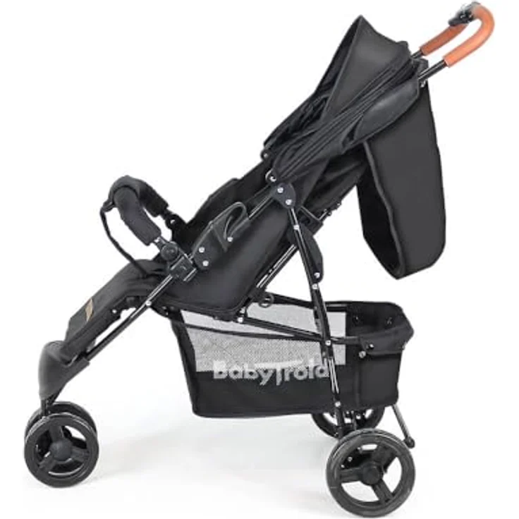 Babytrold Easy Go Buggy, verstellbar, bis 22 kg, Schwarz, mit Netz & Korb, verstellbarer Fußstütze, leicht und kompakt faltbar – Bild 4