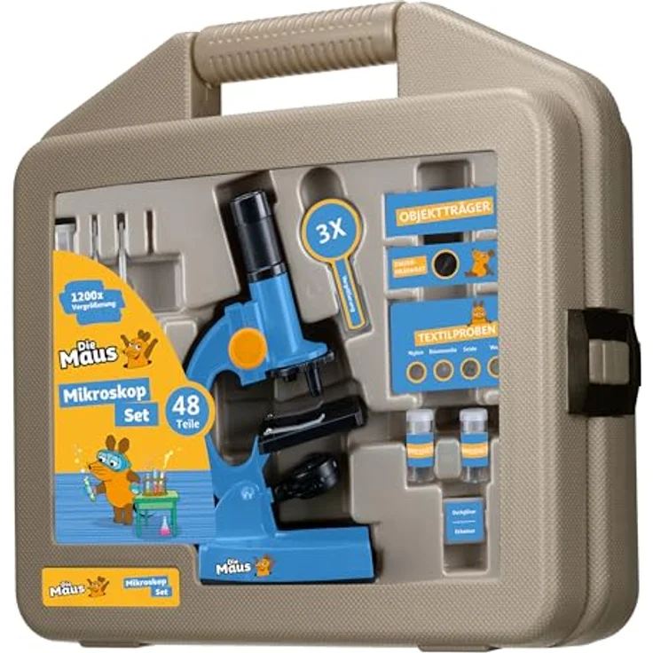 Bresser DieMaus Kindermikroskop Set mit Koffer - 100x-900x Vergrößerung, LED-Beleuchtung, inkl. Zubehör und Experimentiermaterial – Bild 2