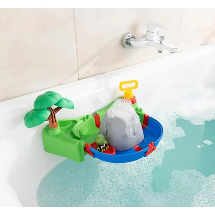 AquaPlay Sploshy Volcano Badewannenspielzeug mit Schaummaschine - Wasserspielzeug für Kinder ab 1,5 Jahre - Spielzeug-Wasserbahn mit Schaumlava, See & Boot inkl. Saugnäpfe für Badewanne & Co. – Bild 4