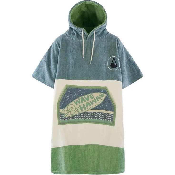 Wave Hawaii Badeponcho Curitiba, flauschiger Baumwollponcho in Grün-anthrazit - Preisvergleich