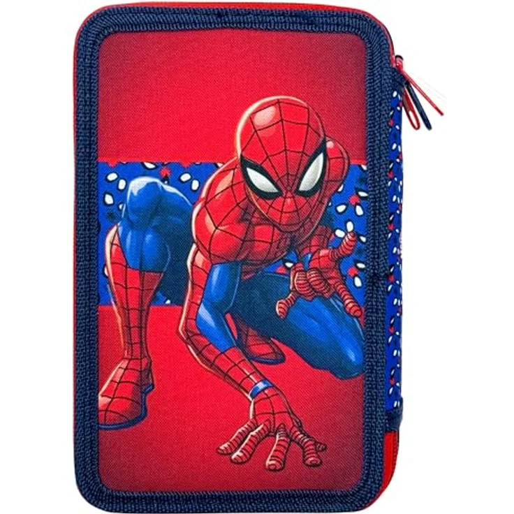 Clondo 3-Fach Federmäppchen für Spiderman Fans, 44-teilig, mit Stiften, Buntstiften und Schere, offizielles Gadget für Grundschule und Geschenke – Bild 5
