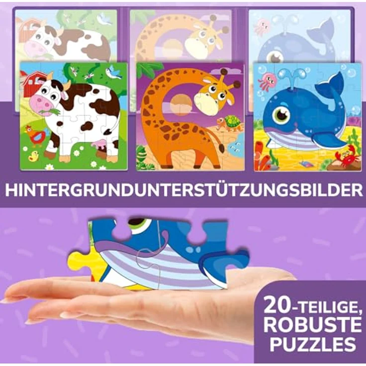 QUOKKA Magnetspiel, 20-teiliges Lernpuzzle für Kinder ab 2 Jahren, Reiseaktivität für Kleinkinder, fördert motorische Fähigkeiten und logisches Denken – Bild 4