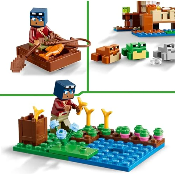 LEGO Minecraft Das Froschhaus, Spielzeug-Haus mit Figuren inkl. Zombie, Schleim und Ertrunkener, Plus Zubehör wie Spielzeug-Boot und Werkbank, Geschenk für Jungs und Mädchen ab 8 Jahren 21256 – Bild 4