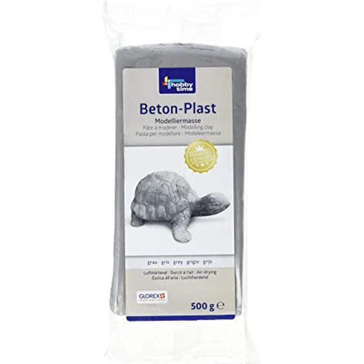 Glorex 6 1780 730 - Beton-Plast, 500 g in betongrau, lufthärtende Modelliermasse mit Beton-Optik, gebrauchsfertig mit einfacher Handhabung
