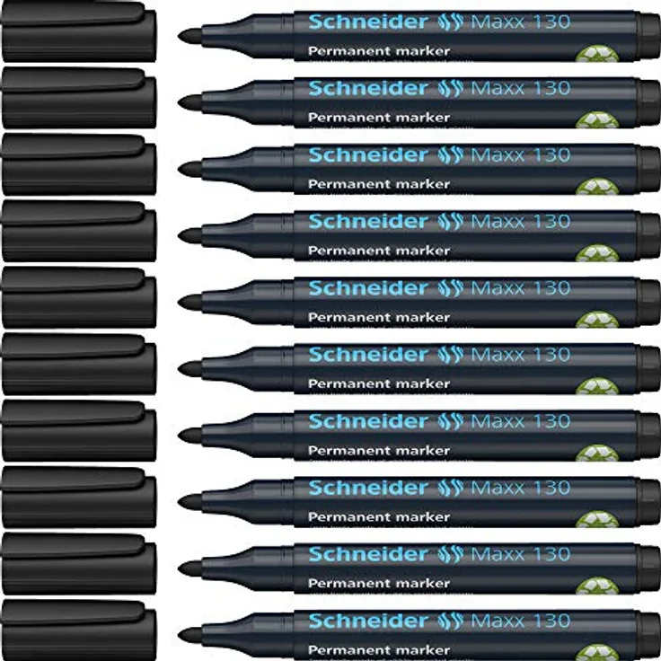 Schneider Maxx 130 Permanent-Marker mit Rundspitze (Strichstärke: 1-3 mm, nachfüllbar) 10er Packung schwarz