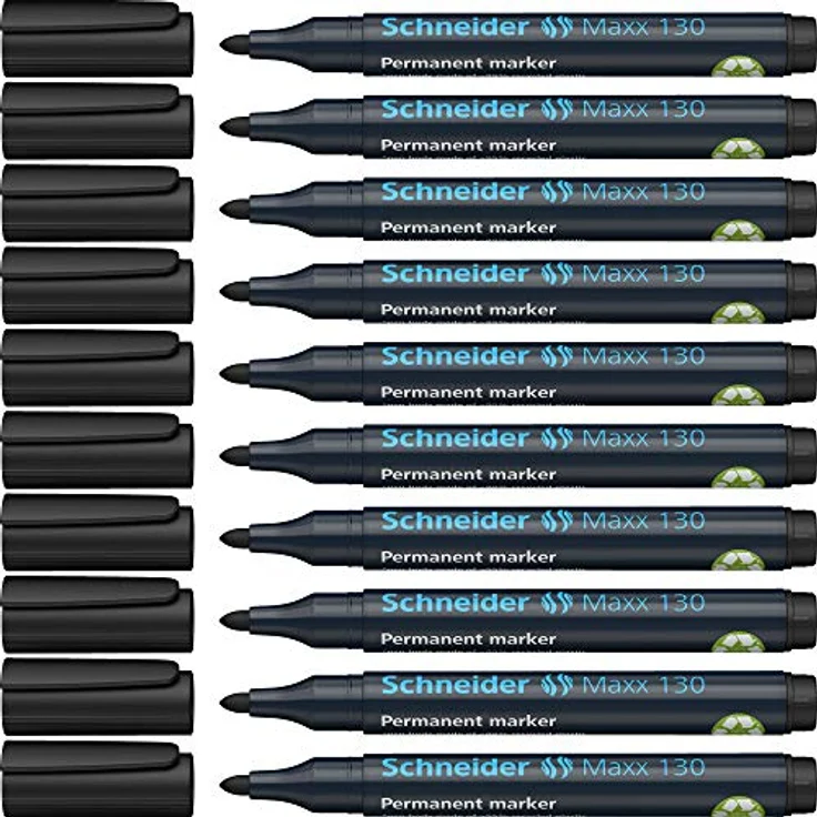 Schneider Maxx 130 Permanent-Marker mit Rundspitze (Strichstärke: 1-3 mm, nachfüllbar) 10er Packung schwarz – Bild 1