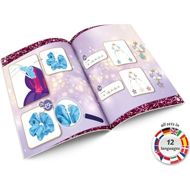 Lena® Kreativset Scrunchies Designer, Komplettset mit elastischem Textil, Gummiband, Accessoires und Nähmaterial, inklusive Herzaufbewahrungsbox – Bild 4