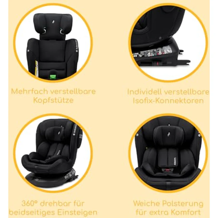 Osann Autokindersitz Swift360 S 2, drehbar, rückwärtsgerichtet bis 4 Jahre, höhenverstellbare Kopfstütze, i-Size, von 76-150 cm – Bild 2