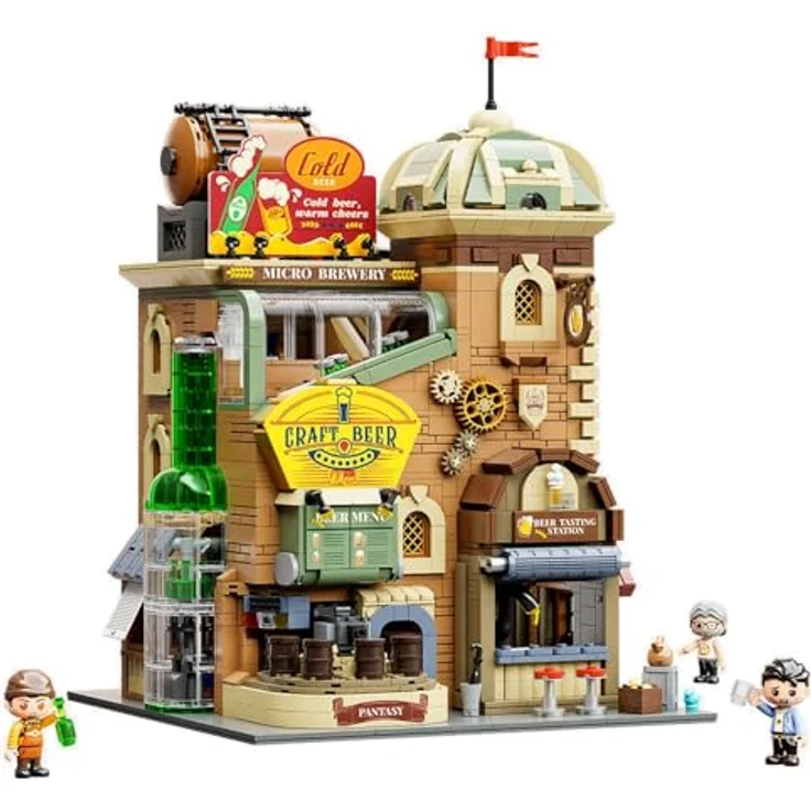 Pantasy Craft Brewery, Klemmbausteine-Set mit 3252 Teilen, nostalgisches Design, drei Minifiguren, modularer Aufbau – Bild 1