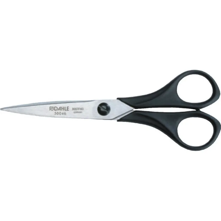 DAHLE Papierscheren 16 cm, klassische Schere aus gehärtetem Edelstahl mit schwarzen ABS-Griffen, rostfrei und spülmaschinenfest