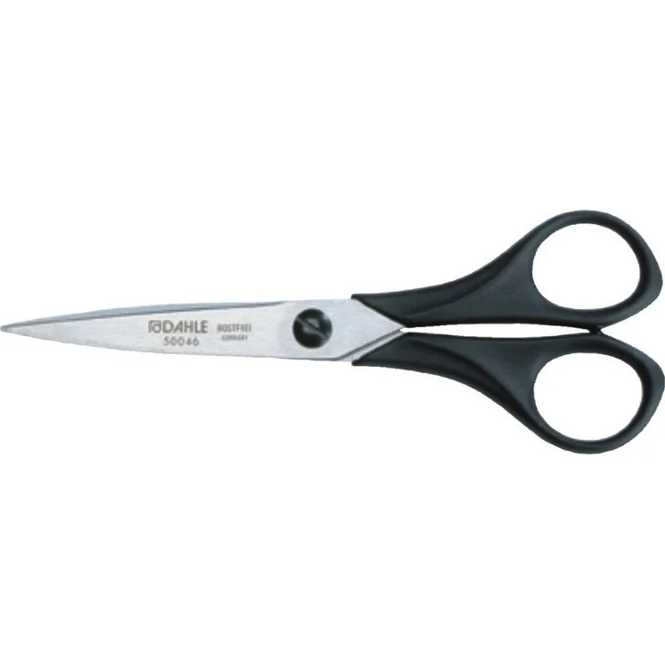 DAHLE Papierscheren 16 cm, klassische Schere aus gehärtetem Edelstahl mit schwarzen ABS-Griffen, rostfrei und spülmaschinenfest