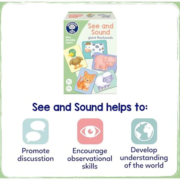 Orchard See & Sound Flashcards, Set mit 24 großen Karten für Bauernhoftiere und Geräuscherkennung, geeignet ab 9 Monaten – Bild 4