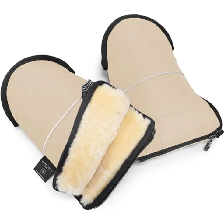 CHRIST Lammfell Handwärmer GLOVY - Kinderwagen-Muff aus medizinischem Fell, warm und wasserabweisend, Cloud (beige)