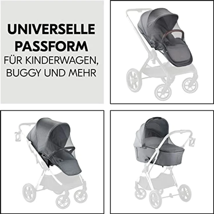 hauck Universal Insektenschutz für Kinderwagen und Buggys, Reißfester Netzstoff, Flexibler Gummizug, Waschmaschinenfest, Klein Faltbar, Moskitonetz gegen Insekten, Mücken und Wespen Grey – Bild 3
