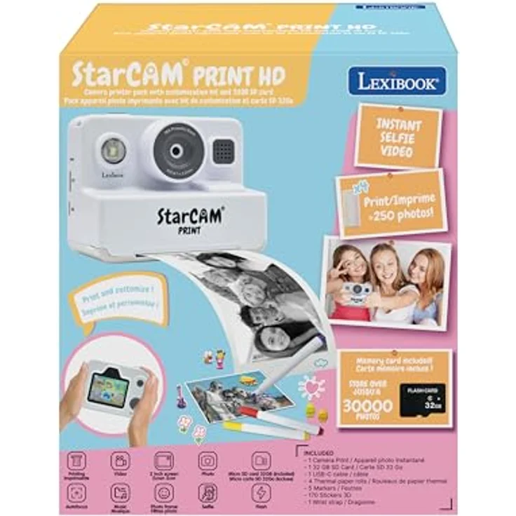 Lexibook Starcam Sofortbild-Digitalkamera-Paket mit integriertem Sofortdrucker, Zoom und Kreativ-Set für Kinder – Bild 5