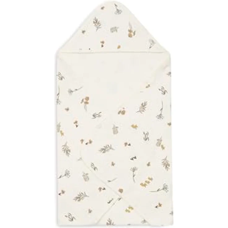 Jollein Kapuzenhandtuch Baby Riverside 100% Baumwolle 75x75cm OEKO-TEX-Zertifiziert Ivory - 2 in 1: Kapuzenhandtuch und Einschlagdecke - Mädchen und Jungen – Bild 3