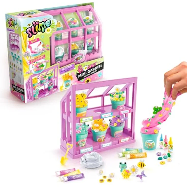 Canal Toys So Slime Flower Mini Garten, Kreativset mit Mini Gewächshaus, 6 bunten Blumentöpfen, Duft- und Farbpulver, Charms und Stickern, für Kinder ab 6 Jahren - SSC419 – Bild 3