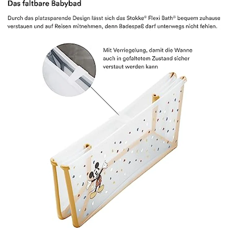 Stokke Flexi Bath, Mickey Celebration - Faltbare Babybadewanne - Leichte Konstruktion, robust & einfach zu verstauen - Bequem für zuhause oder auf Reisen - Ideal für Neugeborene und Babys – Bild 4