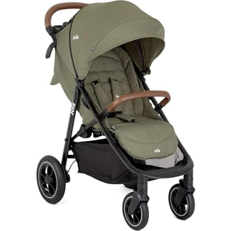 Joie Litetrax PRO Air Buggy, Dunkelgrün, 5-Punkte-Gurt, einhand-faltbar, Federung, abklappbare Fußstütze, für Babyschale geeignet – Bild 2