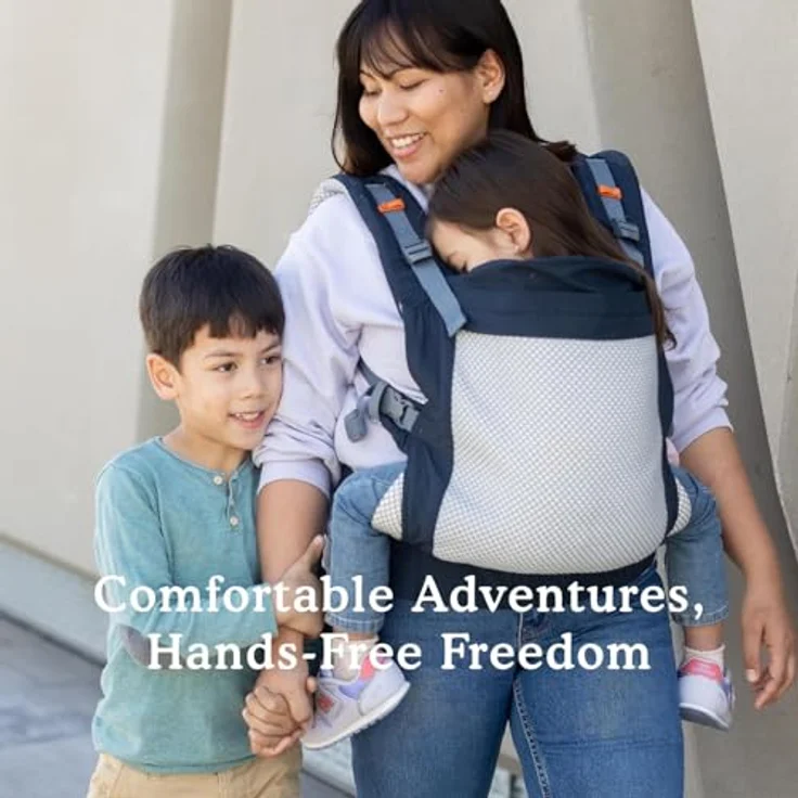 Beco Kindertrage mit extra breitem Sitz - Kindertragerucksack aus 100% Polyester 3D Mesh - 3 Tragepositionen - Kindertrage Bauch/Kindertrage Rücken - Kindertrage Wandern - 9-27kg ((Marineblau) – Bild 8