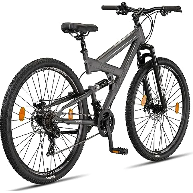 Licorne Bike Strong 2D Premium Mountainbike in 26, 27.5 und 29 Zoll Fahrrad für Jungen Mädchen Damen und Herren Scheibenbremse vorne und hinten 21 Gang Schaltung Vollfederung (29 Zoll, Anthrazit) – Bild 4