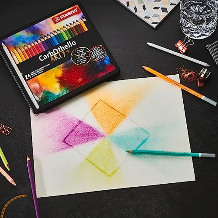 STABILO CarbOthello ARTY+ Pastellkreidestift, 24er Metalletui mit 24 brillanten Farben, trocken misch- und wischbar – Bild 5
