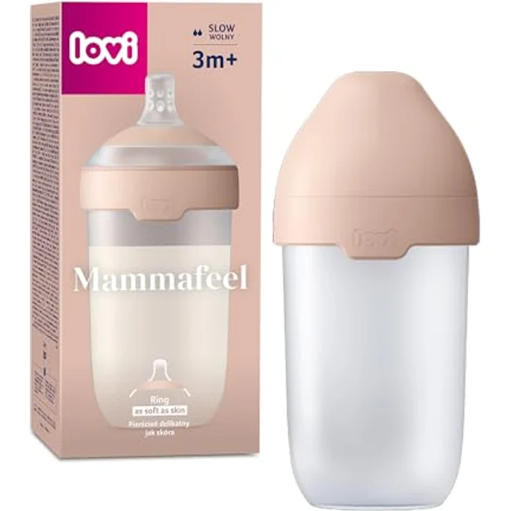Innovative LOVI Mammafeel Antikolik-Flasche für Babys mit 0m+ Stillschnuller, stört den Saugreflex, 0% BPA (250 ml) – Bild 1