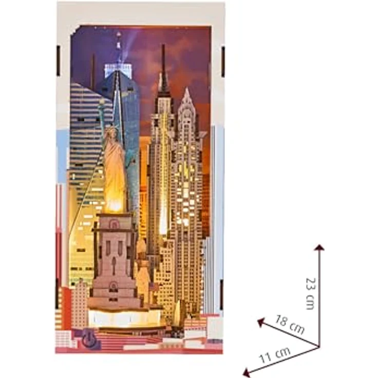 Revell Tiny Adventures Book Nook Mini-Diorama New York, LED-beleuchtet, 18 cm, hochwertiges Holz, einfach zu montieren – Bild 3