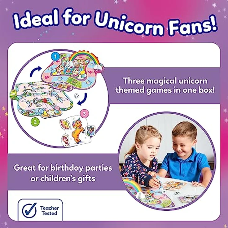 Orchard Toys Orchard Unicorn Fun Lernspiel, Brettspiel mit 3 Spielvarianten für 2-4 Spieler, altersgerecht für 4-8 Jahre – Bild 3