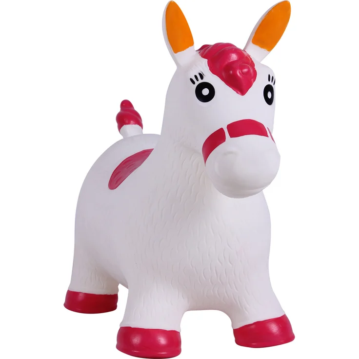 QHP Jumpy Horse Weiß, Hüpfpony für Kinder zur Stärkung der Muskulatur, 45 cm hoch
