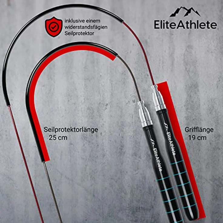 EliteAthlete Springseil Erwachsene - Speed Rope mit Ersatzseil - Profi Kugellager - Skipping Rope - Jump Rope - Fitness Crossfit Boxen - Sprungseil Erwachsener inkl. Seilschoner + Tasche – Bild 5
